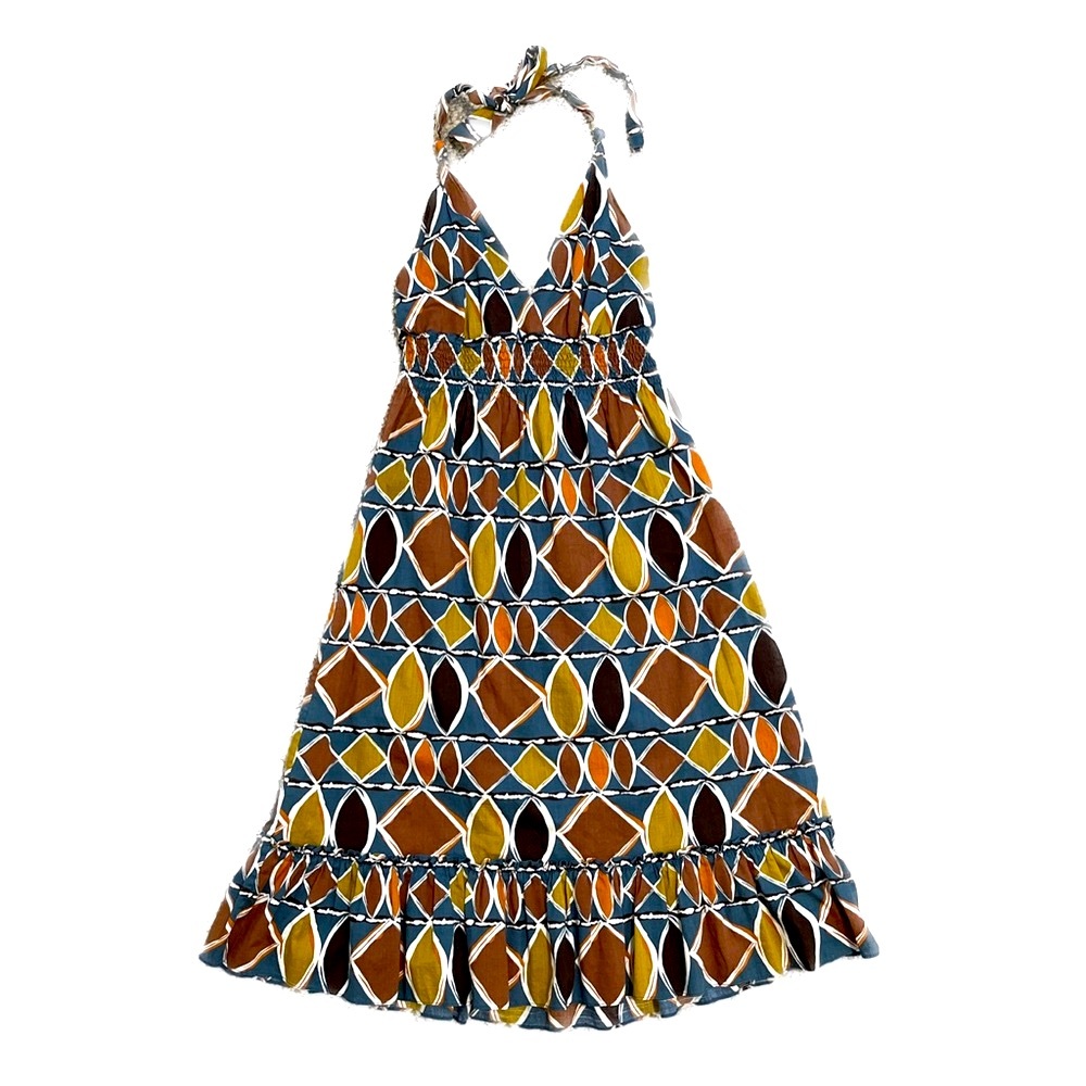 BCBG Summer Dress w/ Halter Tie and Trim Detail 100% Cotton